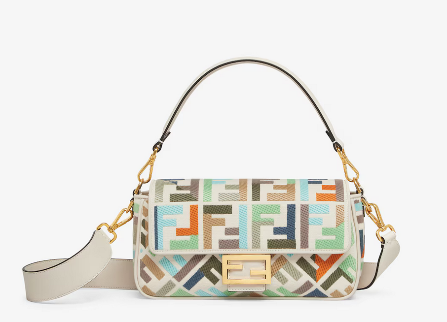 Fendi Baguette Multicolor canvas bag with FF embroidery